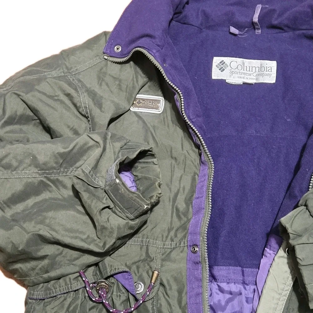 Columbia Men's Sz M Radial Sleeve Green Purple Vintage Jacket‎ Full Zipper Retro